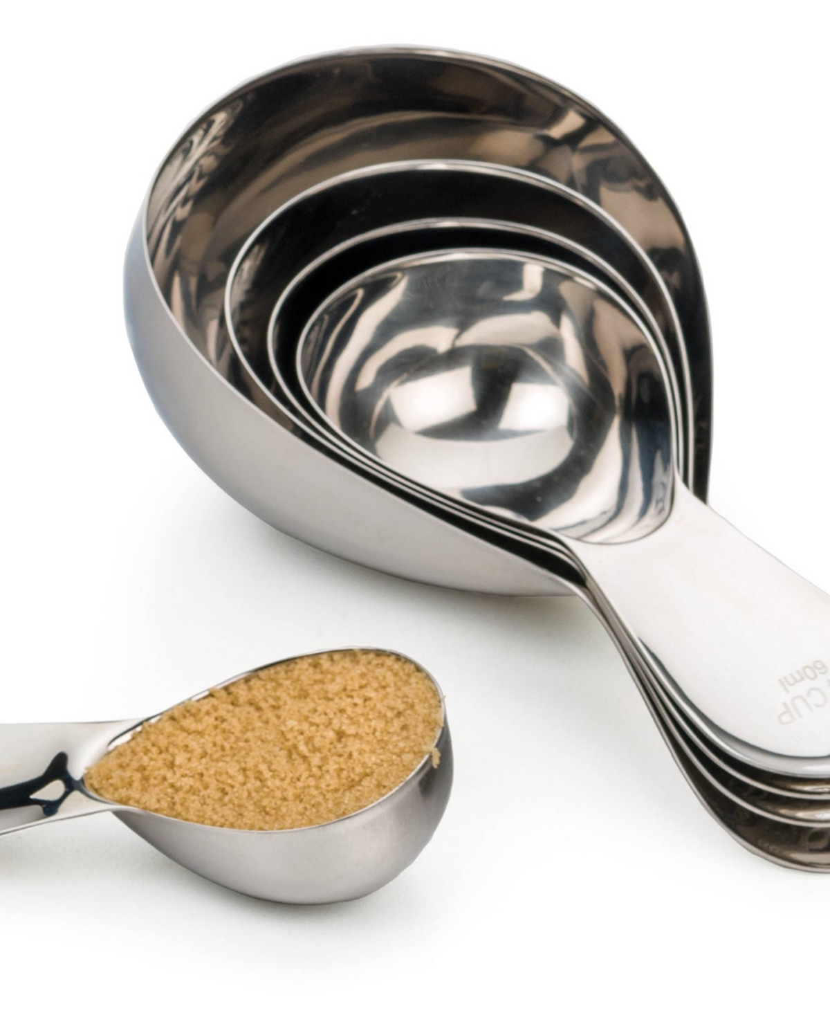 Rsvp International Endurance 18/8 Stainless Steel 5 Piece Teardrop Measuring Cup Set In Gray