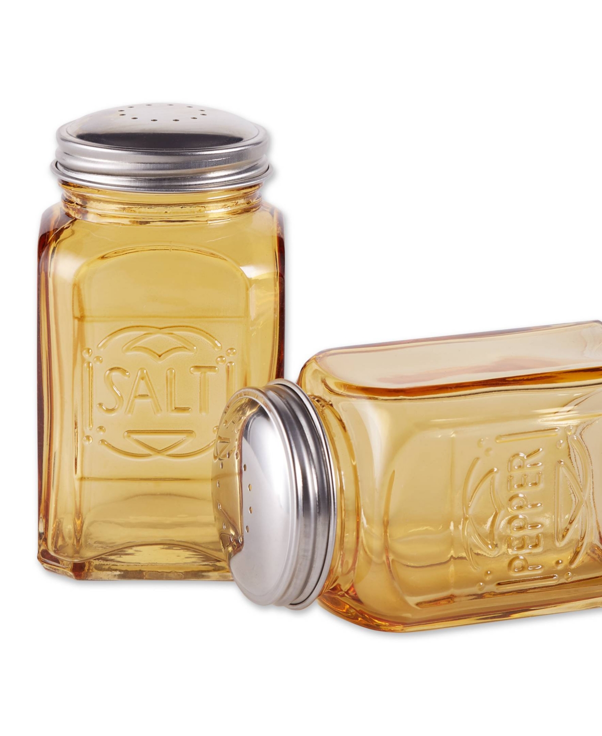 Rsvp International Retro Glass Amber 2 Piece 8 Ounce Retro Style Salt Pepper Set In Yellow