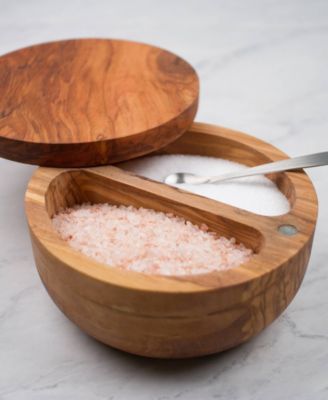 Olive Wood 8 ounce Salt Box