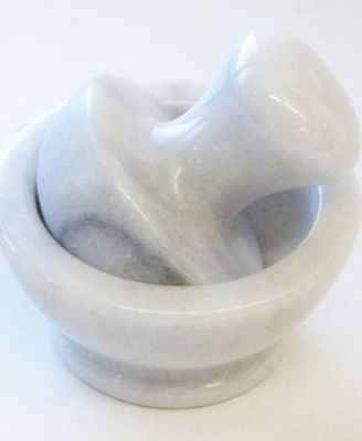 Stoneware Marble Spice Grinder - White 4x4x2"