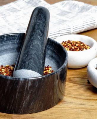Black Marble Mortar Pestle Set