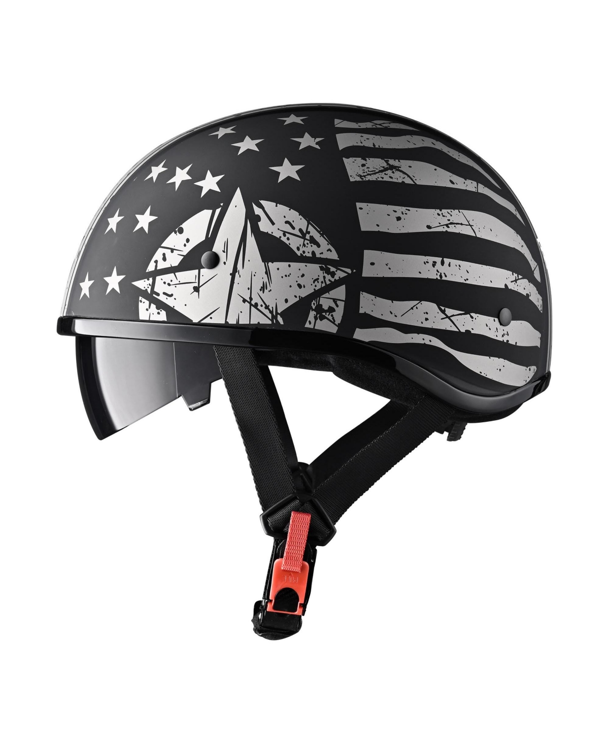 Half Face Motorcycle Helmet Sun Visor Dot Approved Bike Chopper Cruiser - Black