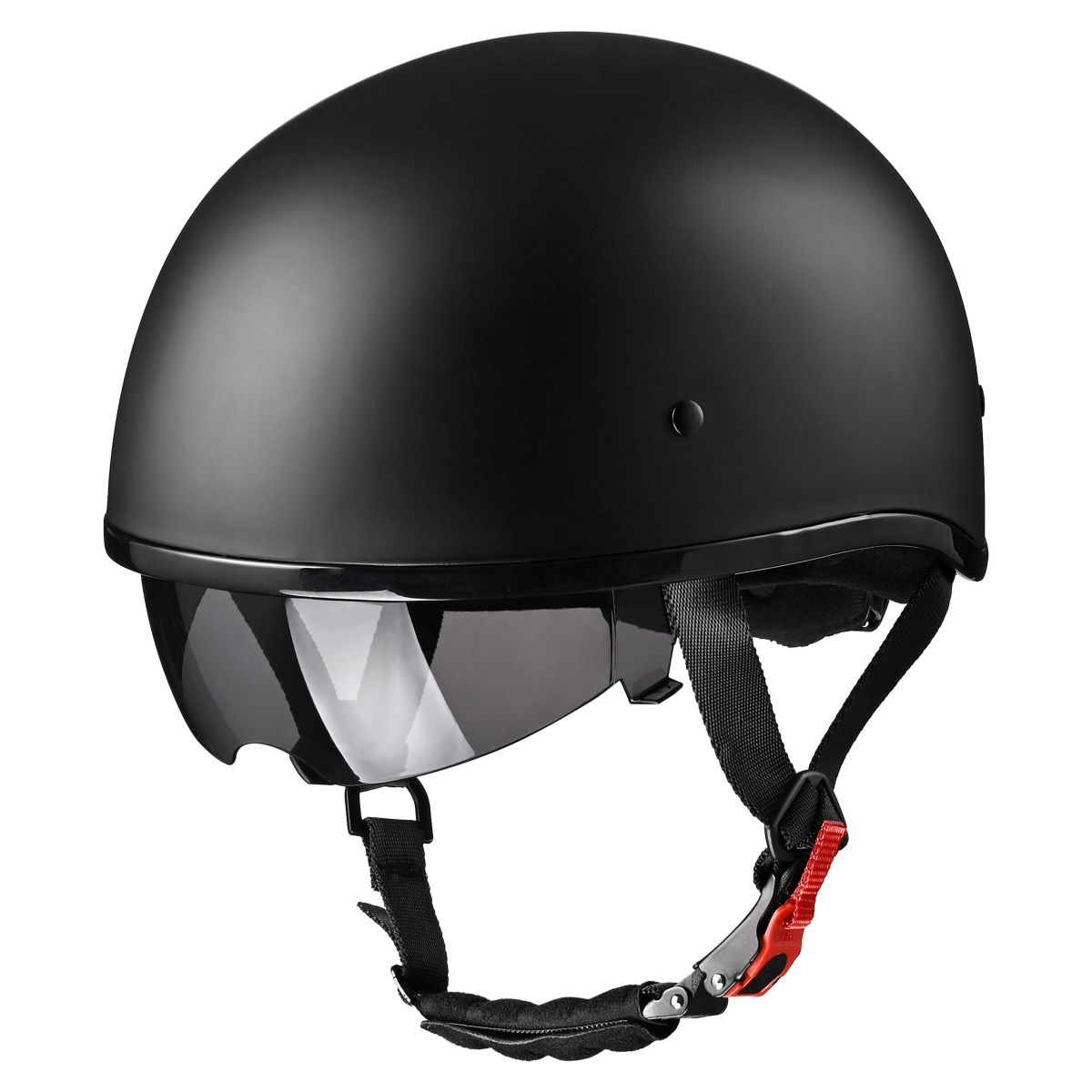 Half Face Motorcycle Helmet Sun Visor Dot Approved Bike Chopper Matte Black - Matte black