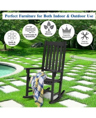 Indoor Outdoor Wooden High Back Rocking Chair