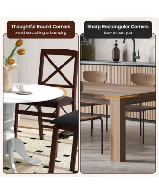 4-Person Dining Table Wooden Kitchen Table with Solid Rubber Wood Frame for Kitchen