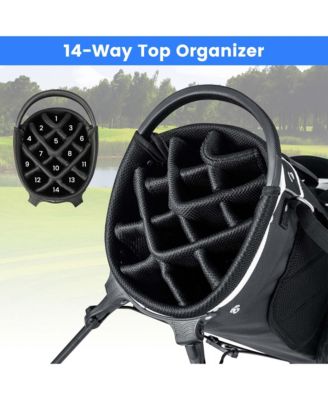 Lightweight Golf Stand Bag with 14 Way Top Dividers 6 Pockets Cooler Bag Rain Hood