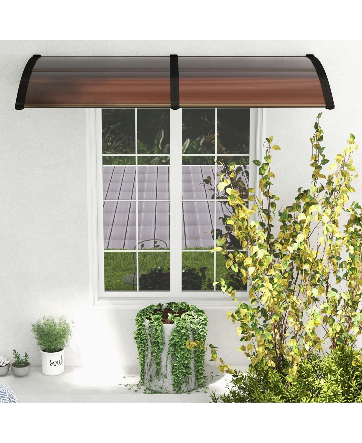 80" x 40" Patio Awning Canopy Window Door Overhang Rain Snow Protection