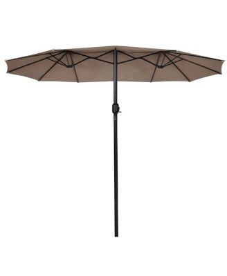 15' Market Outdoor Umbrella Double-Sided Twin Patio Umbrella with Crank