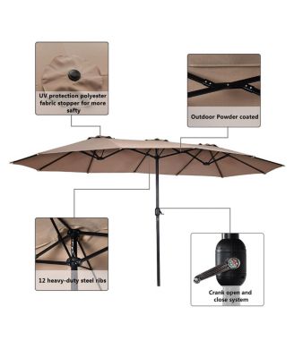 15' Market Outdoor Umbrella Double-Sided Twin Patio Umbrella with Crank