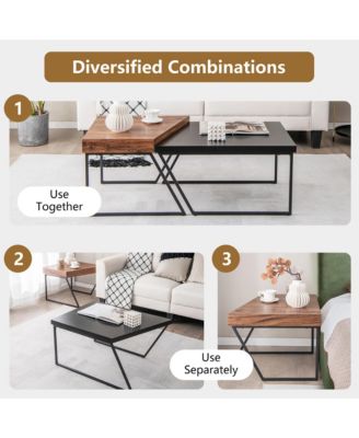 Nesting Table Modern Coffee Table Set of 2 Stacking Side Table