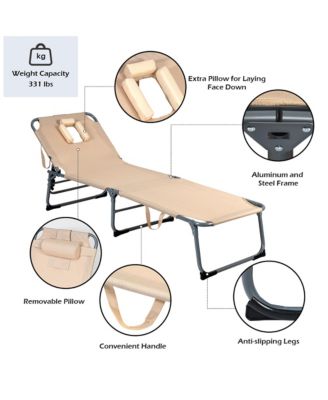 Foldable Lounge Chair Adjustable Folding Recliner Beach Patio