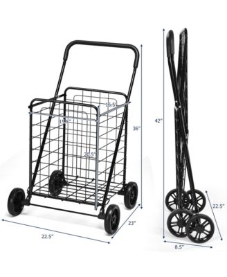 Folding Shopping Cart Utility Trolley Portable For Grocery Laundry Travel