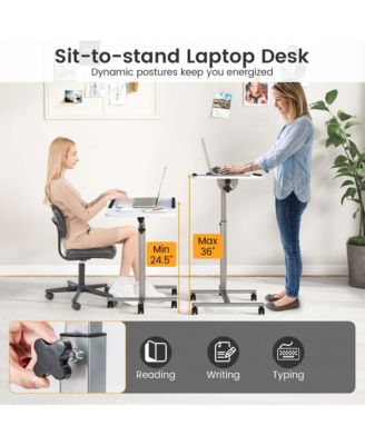 Mobile Standing Desk Height Adjustable Sit to Stand Laptop Desk