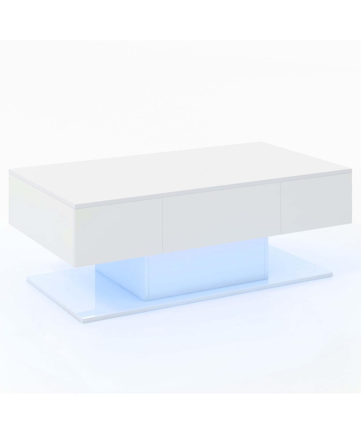 Costway Led Coffee Table with 2 Drawers 20-Color Dimmable Led Lights & Remote Control