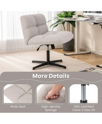 Cross Legged Office Chair Armless Office Desk Chair with Imitation Lamb Fleece