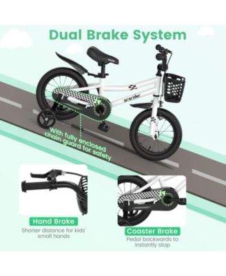 14'' Kid's Bike with Removable Training Wheels & Basket for 3-5 Years Old