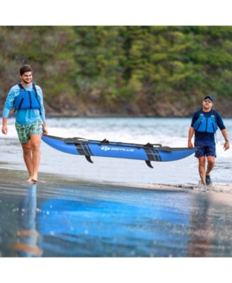 Inflatable Kayak Set Portable 2-person Kayak with Aluminium Oars EVA Padded Seat