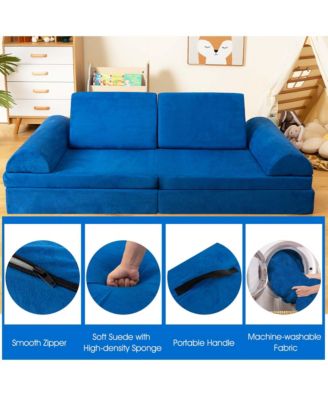 6 PCS Kids Play Sofa Set Modular Convertible Foam Folding Couch Toddler Playset
