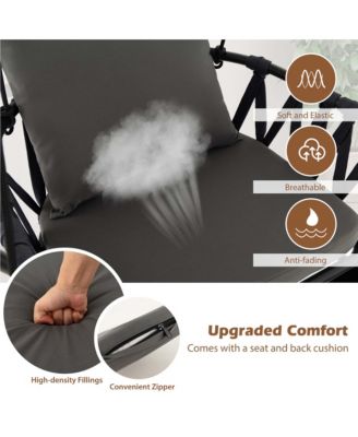 Hanging Swing Hammock Chair with Stand Metal Frame Woven Backrest Seat Cushions