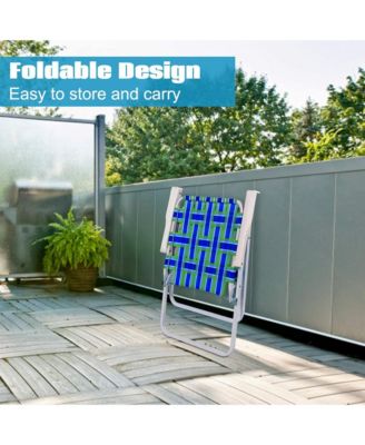 Set of 6 Patio Folding Web Chair Set Portable Beach Camping Chair Red