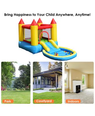 Inflatable Bounce House Kids Slide Jumping Castle Bouncer w/ balls Pool & Bag