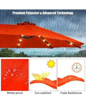 15Ft Patio Double-Sided Solar LED Market Umbrella Crank Base