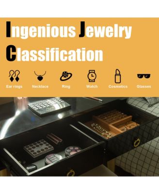 Makeup Vanity Table 3 Color Lighting Modes Jewelry Dressing