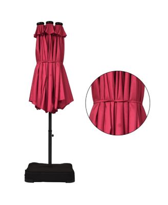 15Ft Patio Double-Sided Solar LED Market Umbrella Crank Base