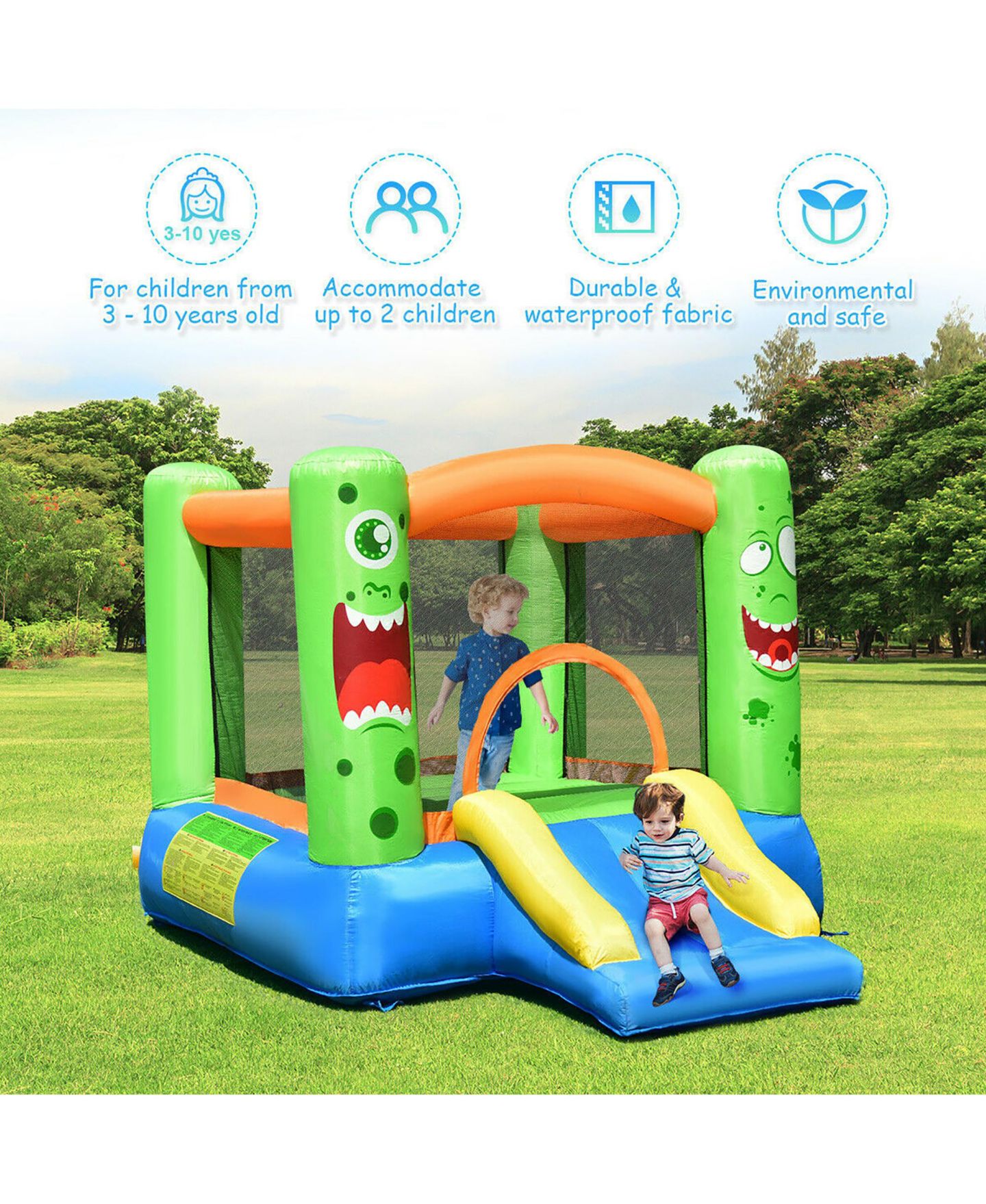 Детские игрушки Costway Jumper Castle Inflatable Bounce House with Slide & Basketball Hoop, 110"L x 83"W x 67"H, Ages 3+ — фото 6