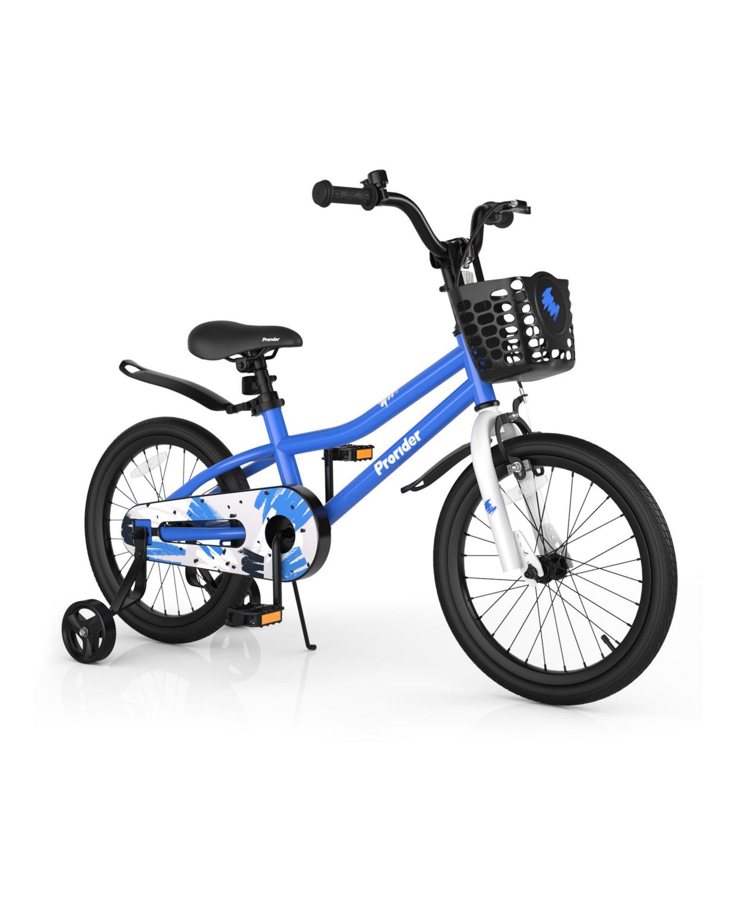 Детская игрушка Costway 18-Inch Kids' Bike with Adjustable Handlebar & Saddle, Removable Training Wheels, 4–8 лет, цвет: Синий — фото 9