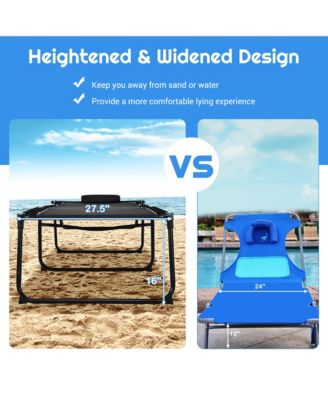 Folding Lounge Chaise Chair 4 Position Patio Recliner w/Pillow Sunbathe Chair