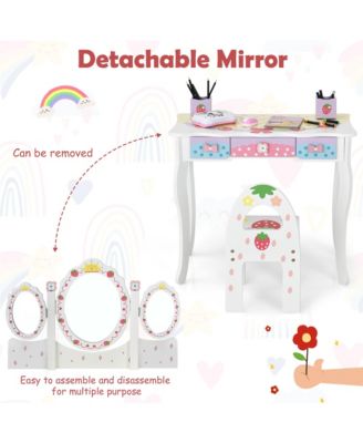 Kids Vanity Princess Makeup Dressing Table Chair Set