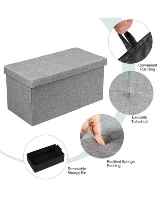 31.5&#39;&#39; Fabric Foldable Storage Ottoman Toy Chest W/ Removable Storage Bin
