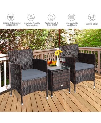 3 PCS PE Rattan Wicker Furniture Sets
