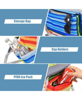 3PCS Folding Beach Chair and Table Set Outdoor Adjustable Reclining Chair