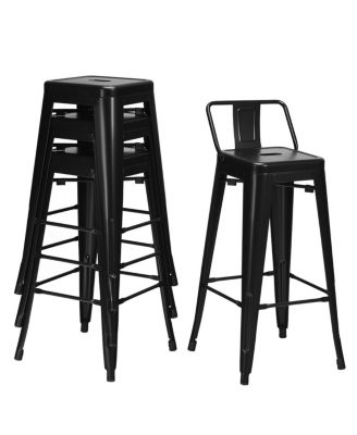 Set of 4 Metal Bar Stools 30'' Bar Height Barstools Industrial