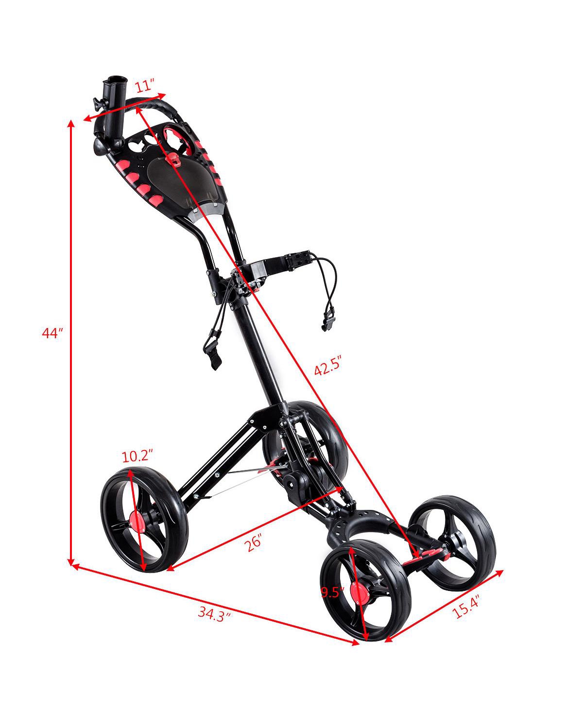 Costway Folding 4 Wheel Golf Pull Push Cart Trolley Club Umbrella