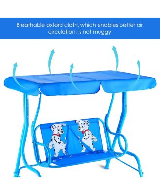 Kids Patio Swing Chair Children Porch Bench Canopy 2 Person Yard Furniture