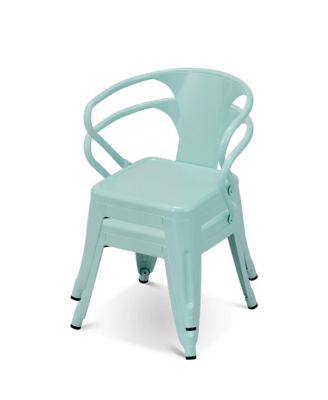 Set of 2 Kids Chair Steel Armchair Stackable Indoor Outdoor Furniture