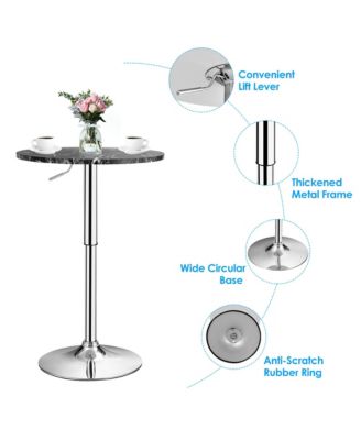Round Bistro Bar Table Height Adjustable 360-degree Swivel