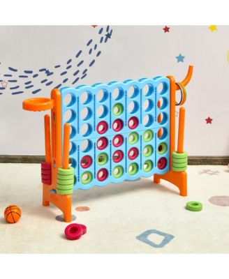 4-in-A Row Giant Game Set w/Basketball Hoop for Family