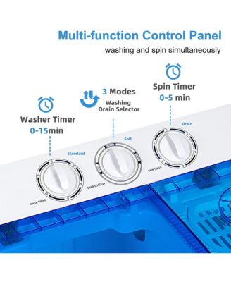Portable Twin Tub Washing Machine Washer(13.2lbs) & Spinner (8.8lbs)