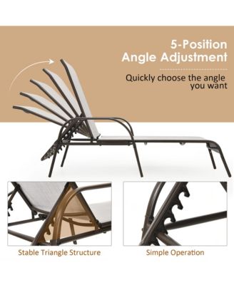 Patio Lounge Chair Chaise Adjustable Reclining Armrest