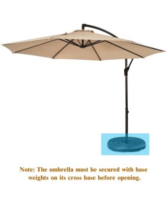10FT Patio Offset Hanging Umbrella Easy Tilt Adjustment 8 Ribs
