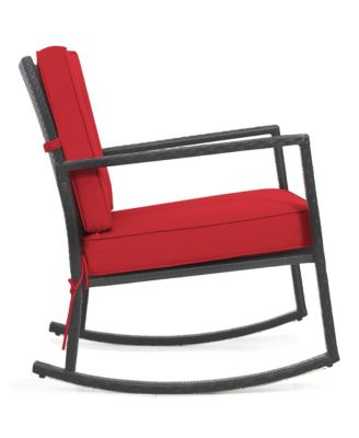 Patio Rattan Rocker Chair Outdoor Glider Wicker Rocking Chair Cushion Lawn