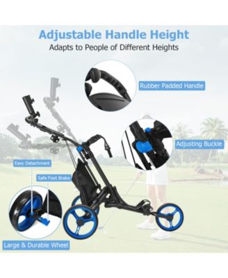 Folding 3 Wheels Golf Push Cart W/Bag Scoreboard