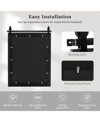30''x22'' Wall Mount Mirror Decor Vanity Mirror Wood Frame Barn Door Style