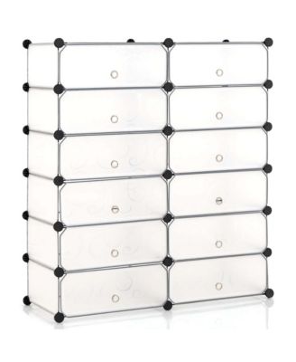Shoe Rack 12-Cube DIY Plastic Shoe Cabinet Multi Use Modular Closet Shelf