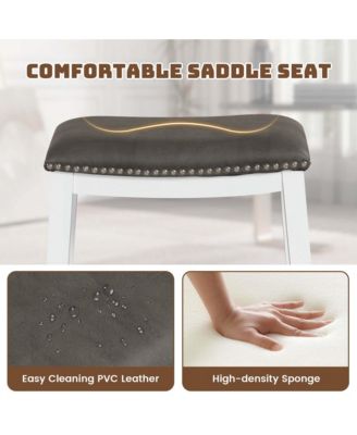 26-Inch Bar Stool Set of 2 Counter Height Saddle Stools with Upholstered Seat