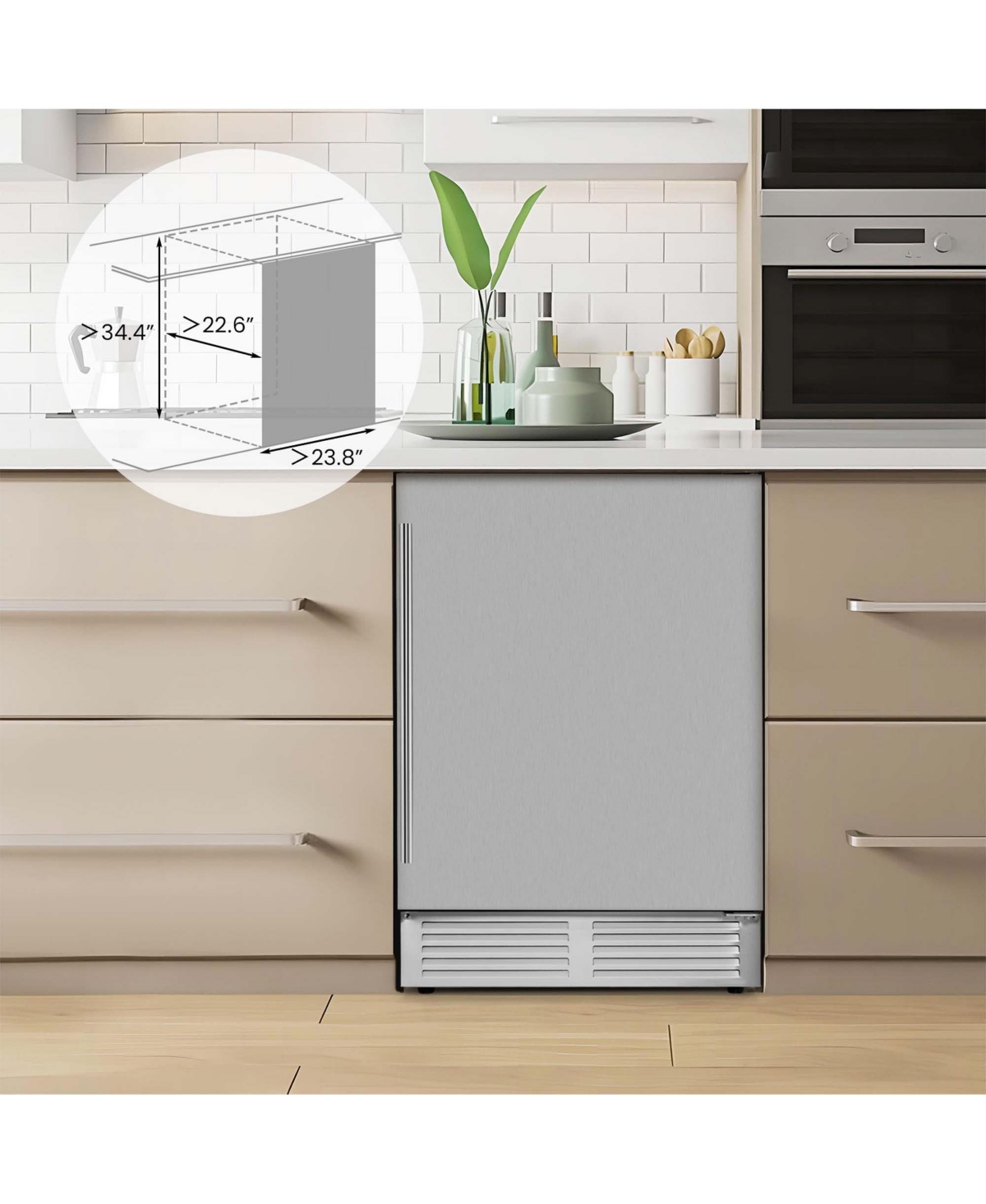 24" Beverage Refrigerator with Removable Shelves & Adjustable Temperature Cooler